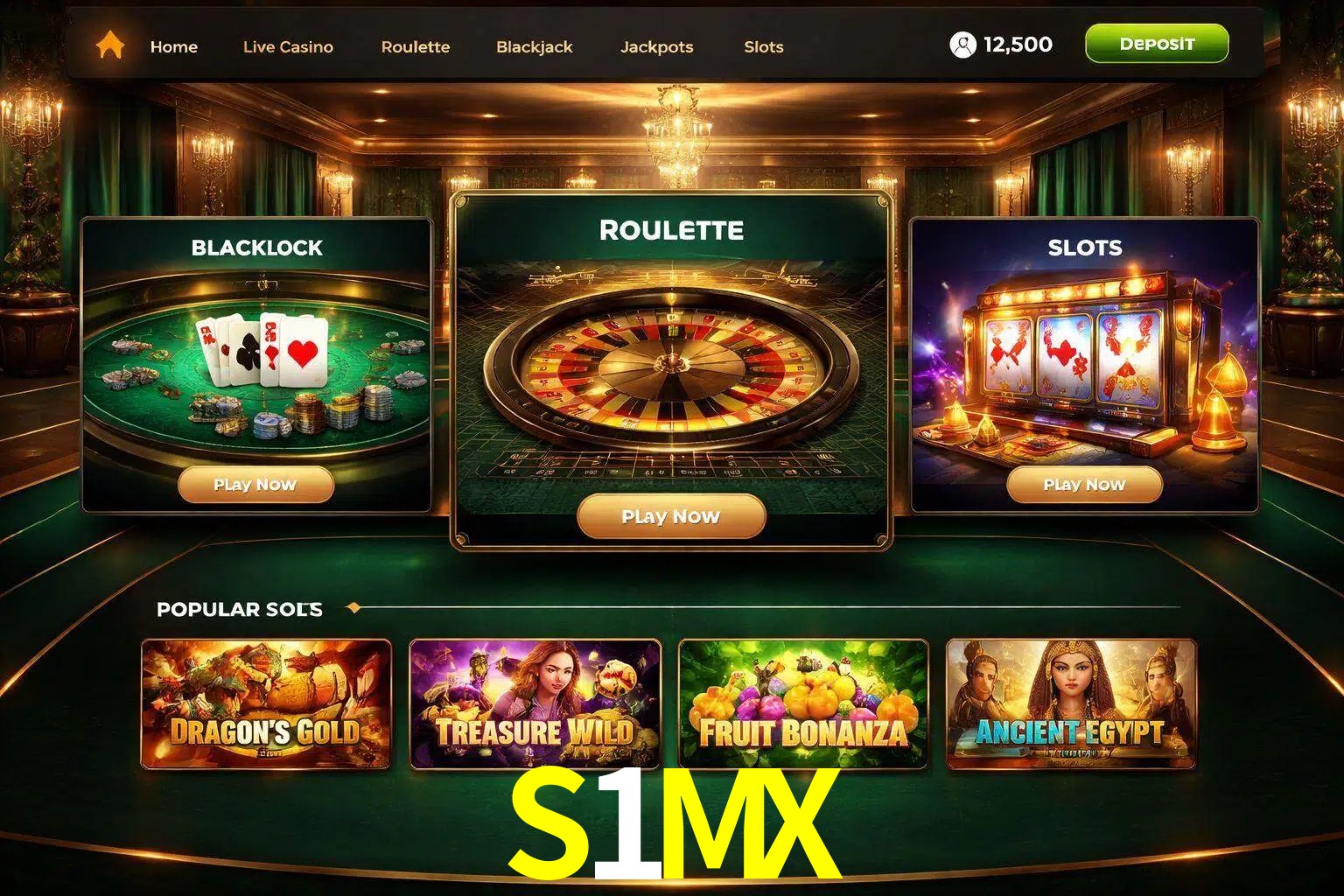 Vista de la plataforma S1MX Casino mostrando categorías organizadas de juegos en línea